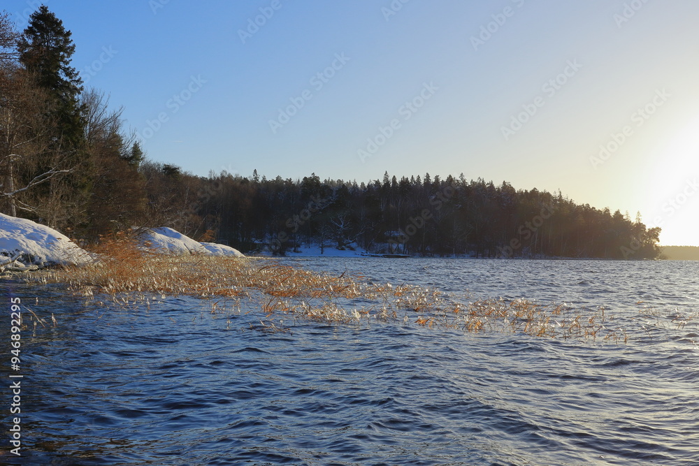 Winter seascape. Cold day in December. Järfälla, Stockholm, Sweden, scandinavia, Europe. Winter seascape. Cold day in December. Järfälla, Stockholm, Sweden, scandinavia, Europe.