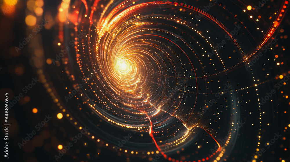 Obraz premium Abstract digital spiral line background electromagnetic wave background Innovation digital background information technology background The background is the background. gradient wave digital wave