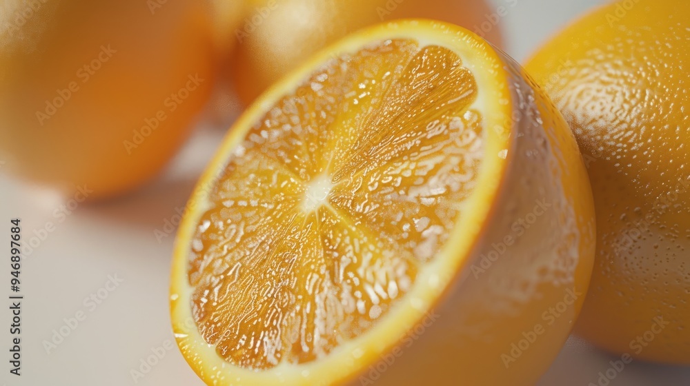 Orange closeup with a white background. generative ai Orange closeup with a white background. generative ai