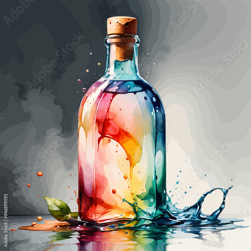 Bottle Ilustration Painting Background Very Cool