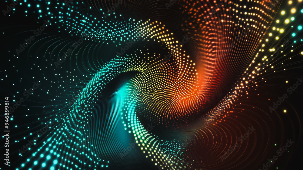 Obraz premium Abstract digital spiral line background electromagnetic wave background Innovation digital background information technology background The background is the background. gradient wave digital wave 