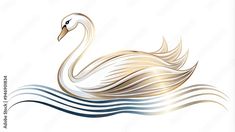 Elegant minimalist illustration of a swan in sleek, flowing lines, conveying serenity and poise, perfect for designs requiring subtle sophistication and understated beauty. Elegant minimalist illustration of a swan in sleek, flowing lines, conveying serenity and poise, perfect for designs requiring subtle sophistication and understated beauty.