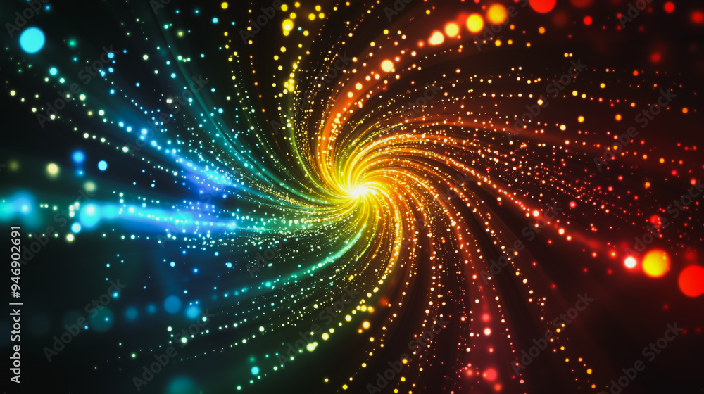 Obraz premium Abstract digital spiral line background electromagnetic wave background Innovation digital background information technology background The background is the background. gradient wave digital wave 