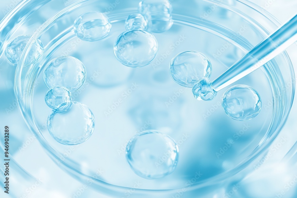 Abstract macro photo of сhemical laboratory research, bluecells in liquid Abstract macro photo of сhemical laboratory research, bluecells in liquid