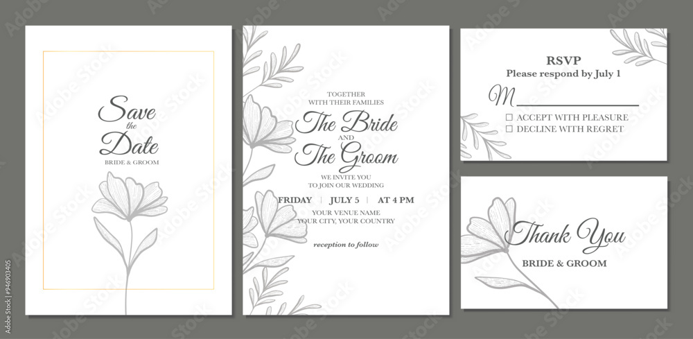Minimalist monochrome wedding invitation Minimalist monochrome wedding invitation
