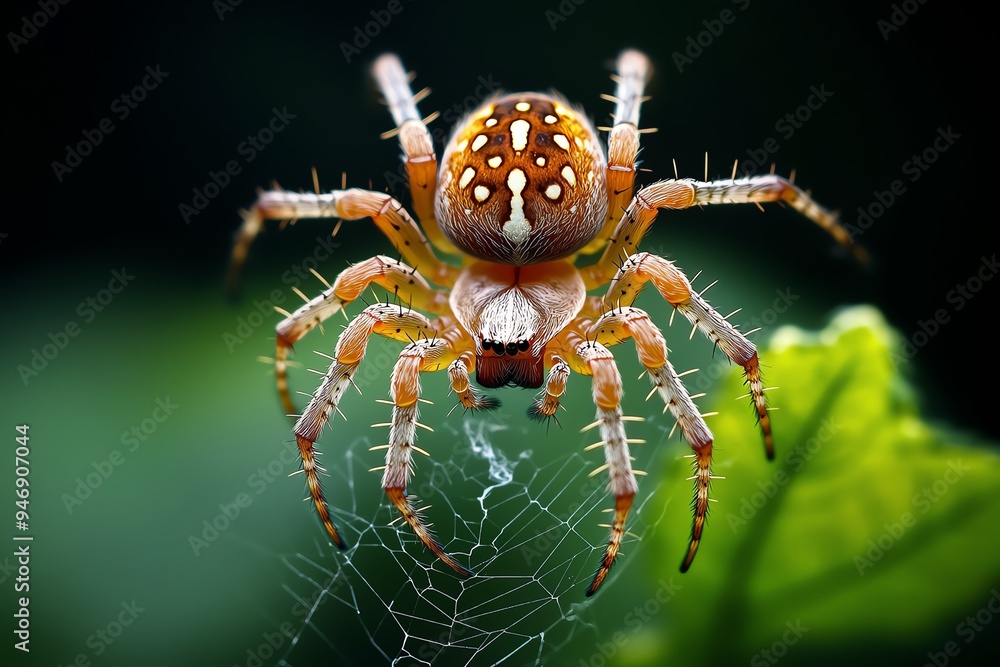 Spider resting after spinning its web, captured in a photo where the spider seems to be taking a moment to appreciate its work Spider resting after spinning its web, captured in a photo where the spider seems to be taking a moment to appreciate its work