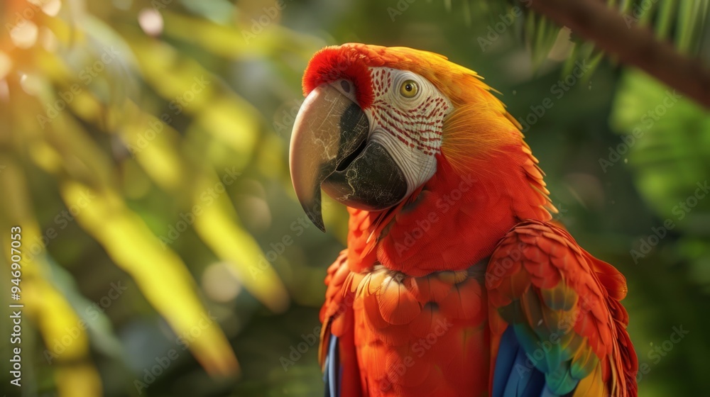 Parrot closeup with natural landscape generative ai Parrot closeup with natural landscape generative ai