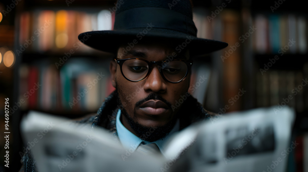 Man Reading Newspaper Man With Dark Skin Man Reading Newspaper Man With Dark Skin