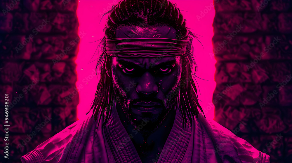 Obraz premium Man Practicing Martial Arts Man With Black