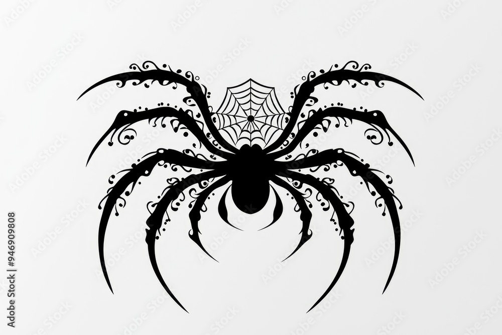 Black Spider with Web Design Black Spider with Web Design