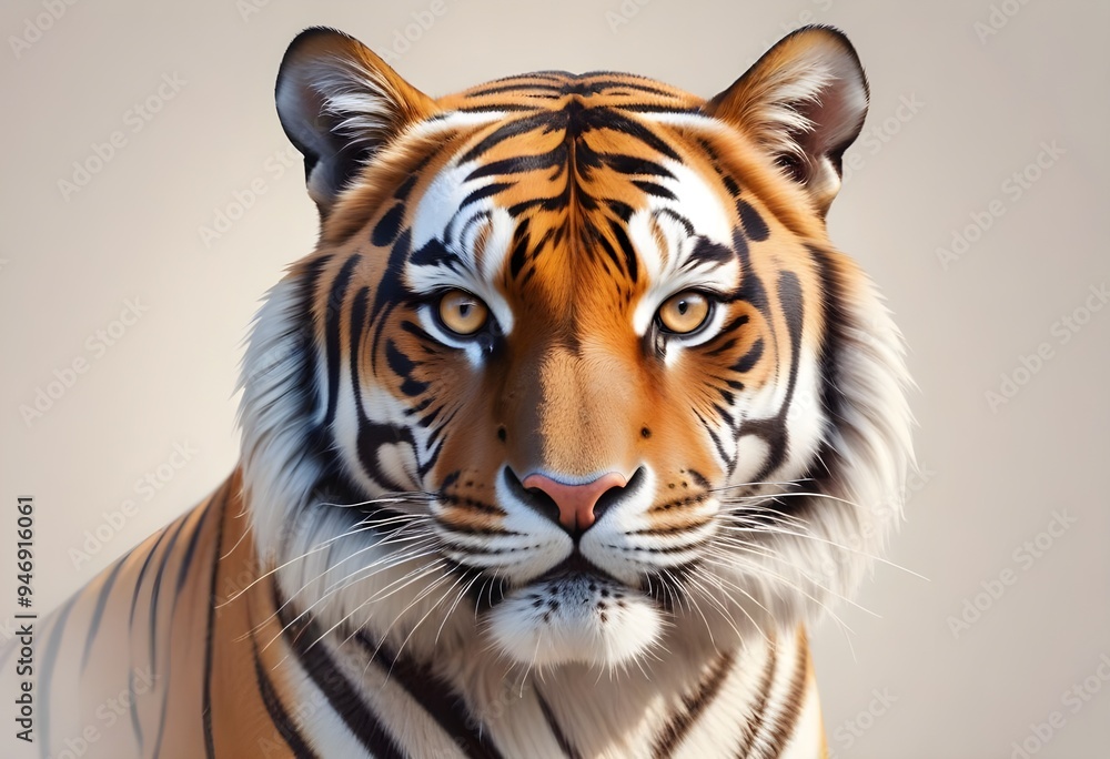 Naklejka premium Colorful Tiger Portrait Wild Jungle Cat Painting Beautiful Animal Background Graphic Design