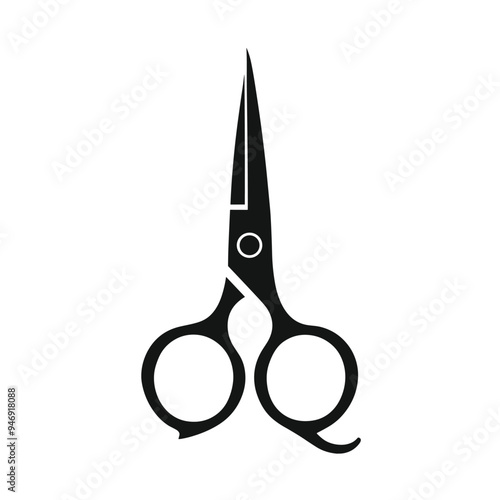 Silhouette of sharp scissors with a simple, clean design on a white background.