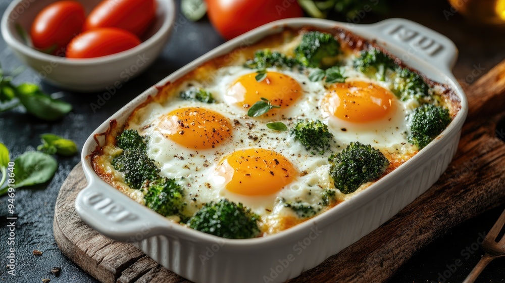A delicious casserole with eggs, broccoli and cheese. This hearty dish is perfect for a quick and easy meal. A delicious casserole with eggs, broccoli and cheese. This hearty dish is perfect for a quick and easy meal.