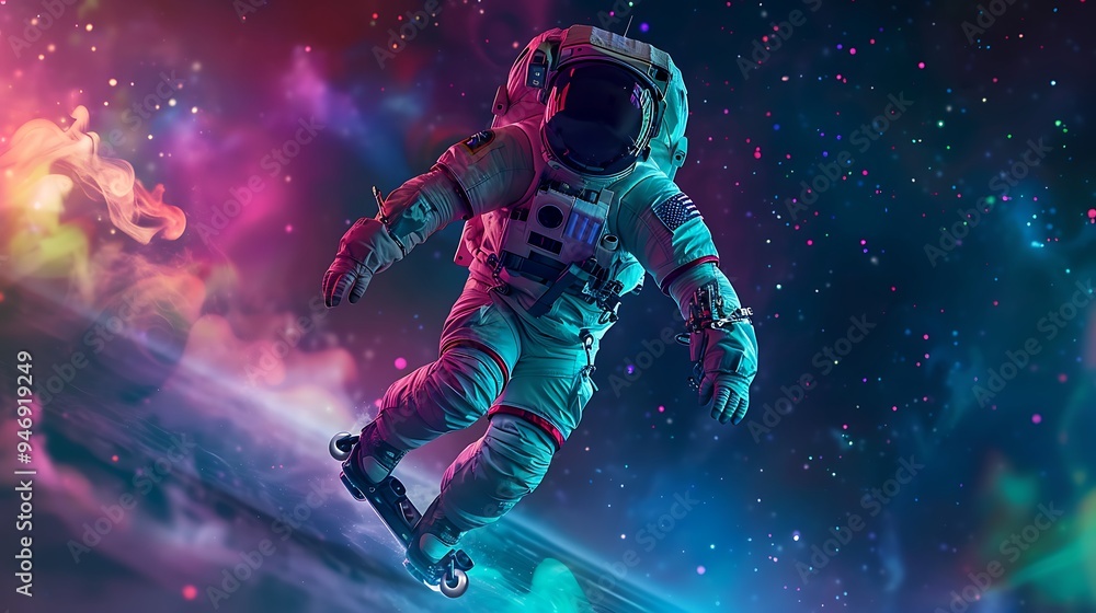 Astronaut Skateboarding Through Space Astronaut Skateboarding Through Space