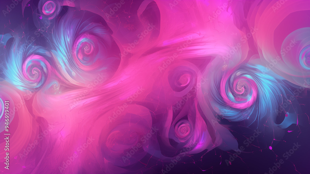 Obraz premium Fluid Neon Swirls in a Dreamy Pink and Blue Cosmic Flow