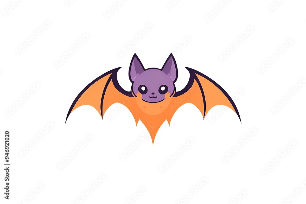 Cute Cartoon Bat with Orange Wings Cute Cartoon Bat with Orange Wings