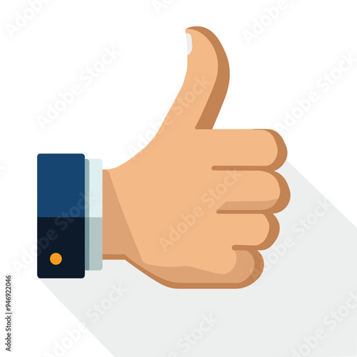Digital illustration of a hand giving a thumbs-up, representing approval or success.