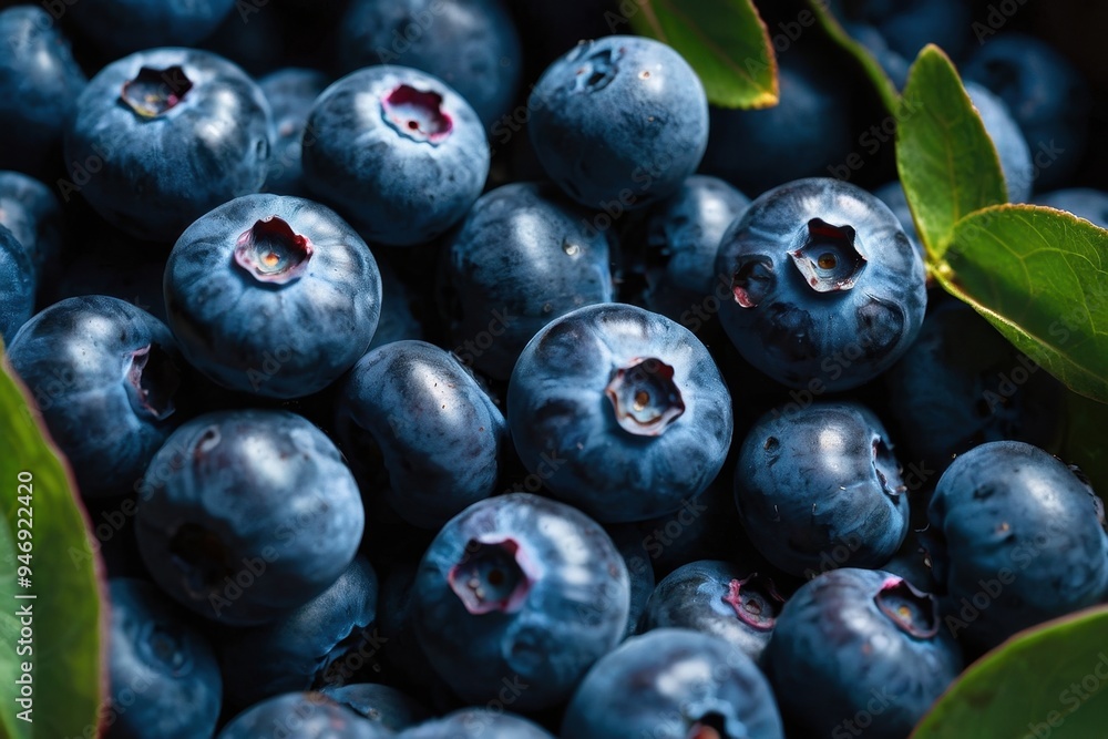 Fototapeta premium A highly details of blueberries, hight contrast in the afternoon