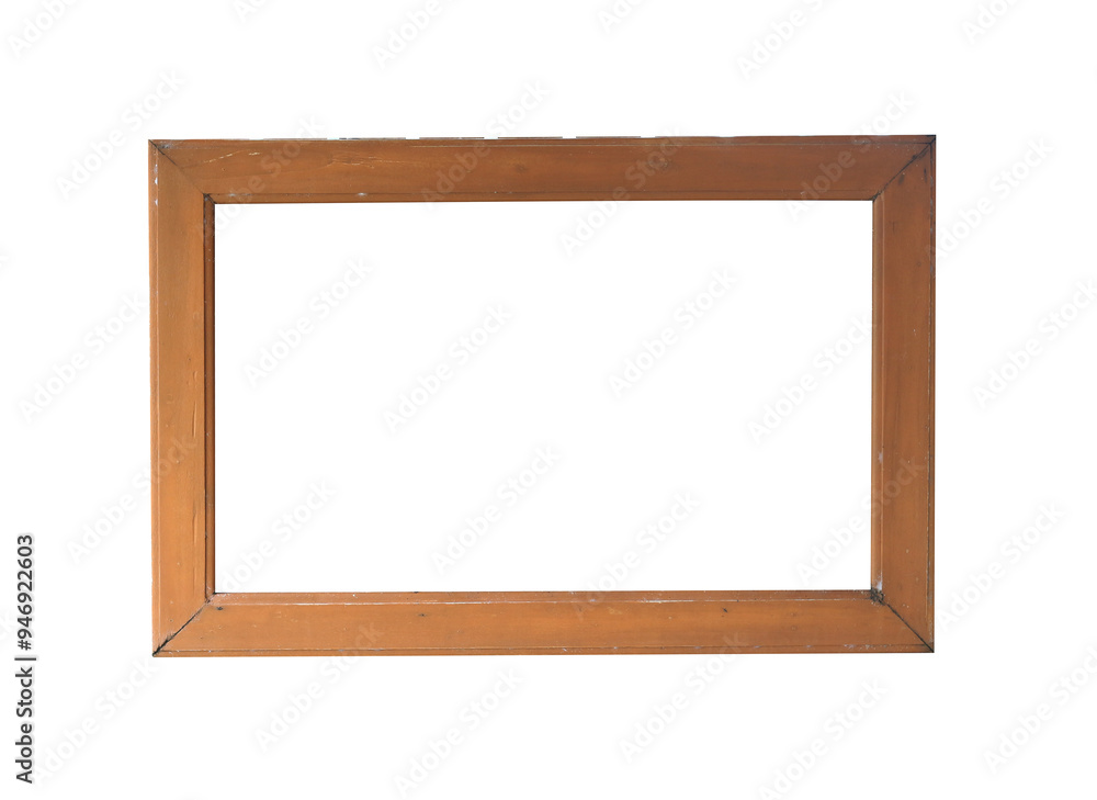 Old wooden picture frame on white background. This has clipping path. Old wooden picture frame on white background. This has clipping path.