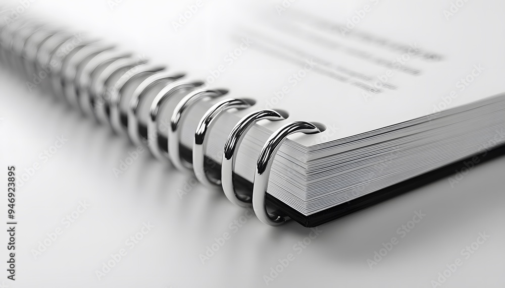 Closeup of a Spiral Bound Notebook with Silver Binding Closeup of a Spiral Bound Notebook with Silver Binding