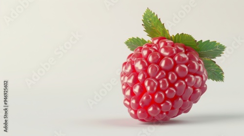 Raspberry close-up with a white background generative ai