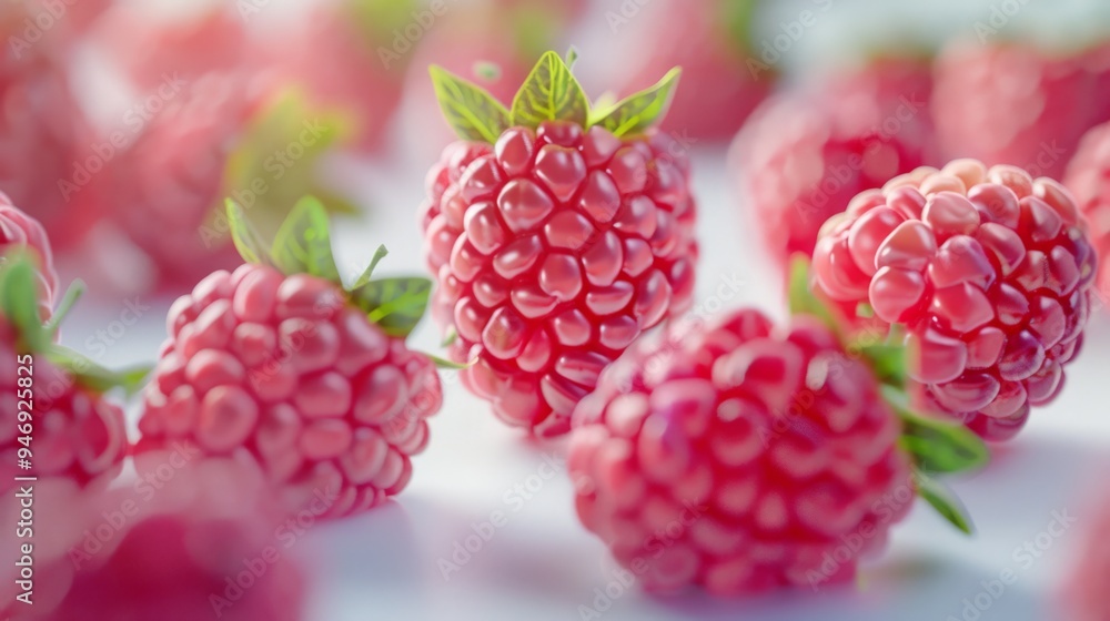 Raspberry close-up with a white background generative ai Raspberry close-up with a white background generative ai