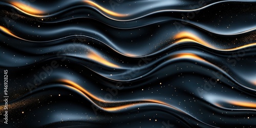 Abstract Wavy Background with Gold Glitter