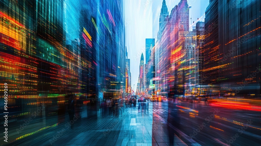 Abstract Cityscape with Blurry Lights and Motion Abstract Cityscape with Blurry Lights and Motion