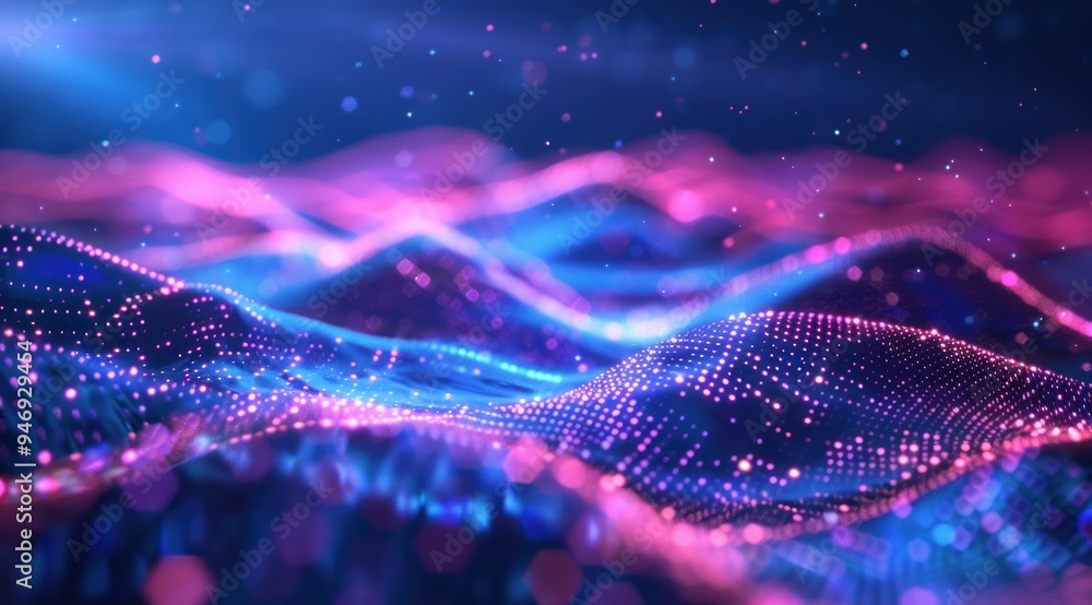 Abstract Digital Landscape with Glowing Lights Abstract Digital Landscape with Glowing Lights