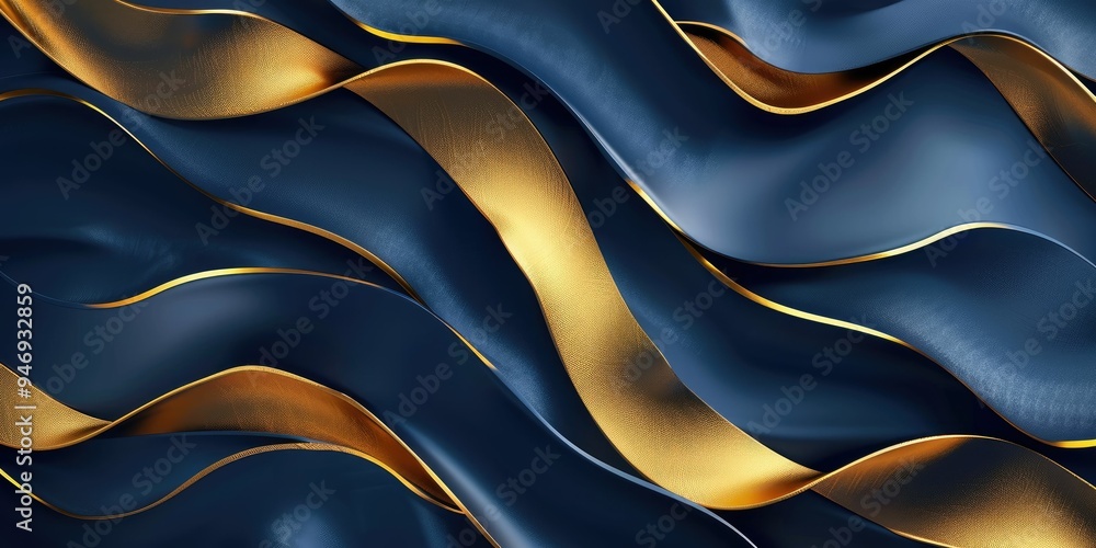 Obraz premium Abstract Gold and Blue Waves
