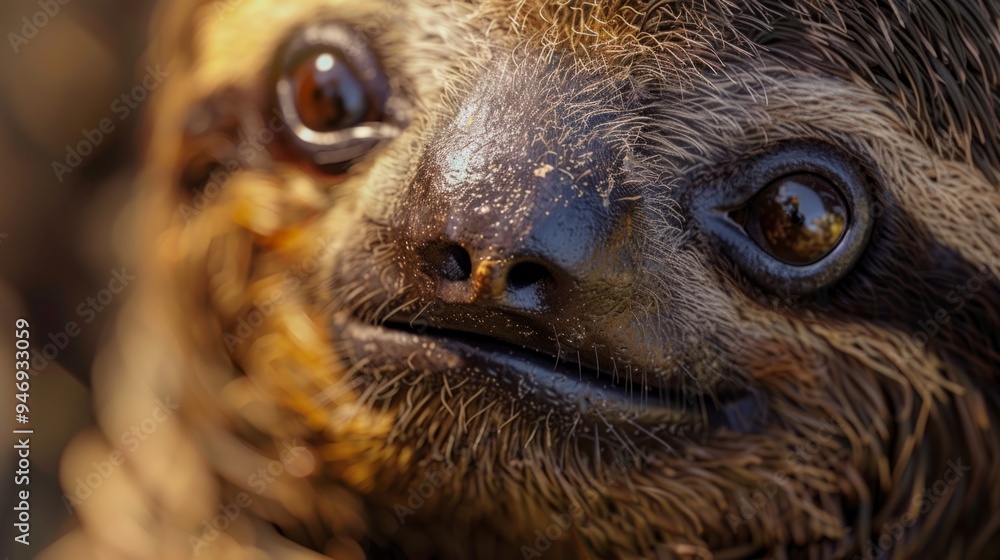 Obraz premium Sloth in foreground with natural landscape generative ai