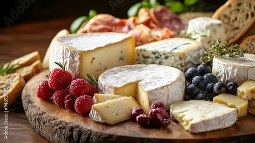 Artisanal cheese board with an assortment of cheeses