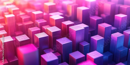 Abstract Cityscape of Cubes in Vibrant Hues