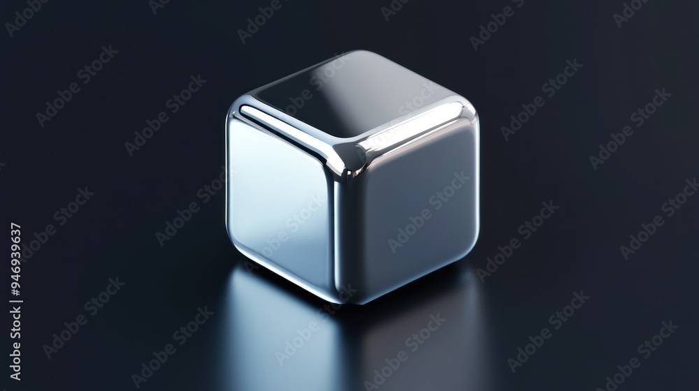 Reflective Silver Cube on a Dark Background Reflective Silver Cube on a Dark Background