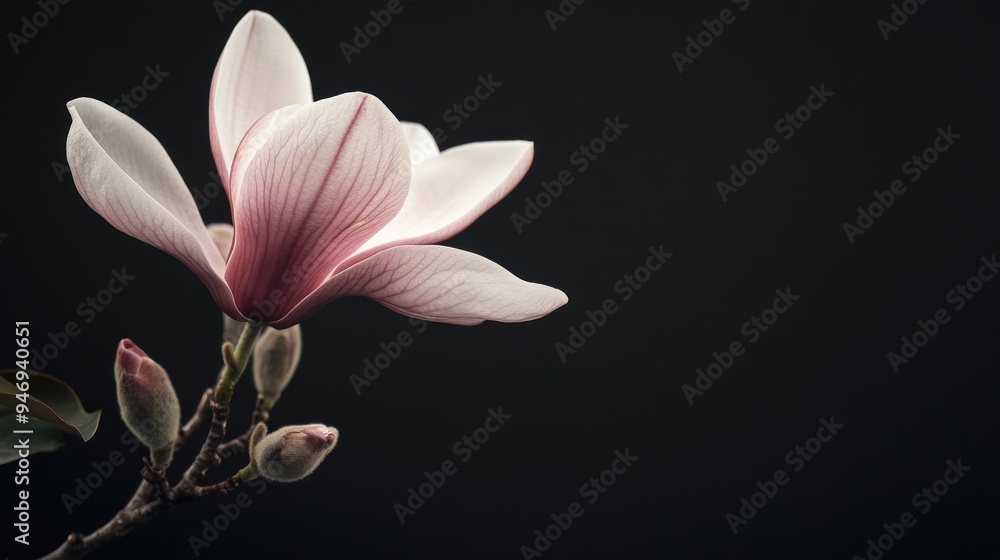 Fototapeta premium Delicate Magnolia Blossom in Dark Background
