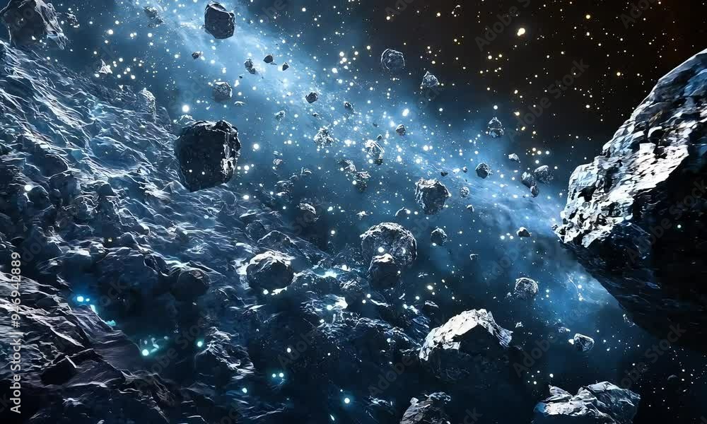 Asteroid Belt with Floating Rocks in Deep Space, Epic Cosmic ...