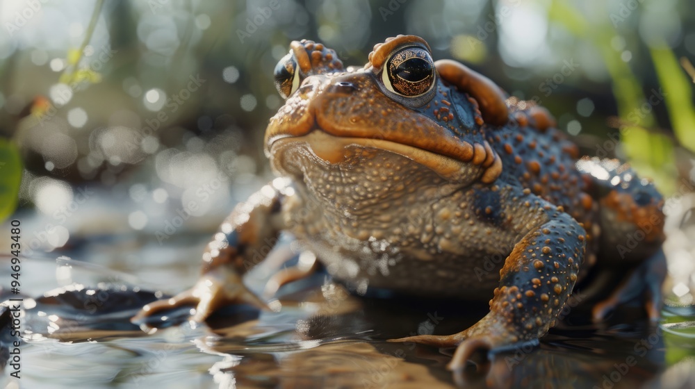 Toad closeup with natural landscape generative ai Toad closeup with natural landscape generative ai
