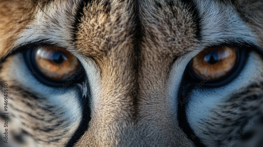 Naklejka premium Close-up of a Cheetah's Face with Intense Eyes