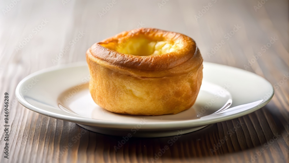A single, perfectly filled mini Yorkshire pudding centered on a crisp white plate, with a slight blur to suggest movement and urgency. A single, perfectly filled mini Yorkshire pudding centered on a crisp white plate, with a slight blur to suggest movement and urgency.