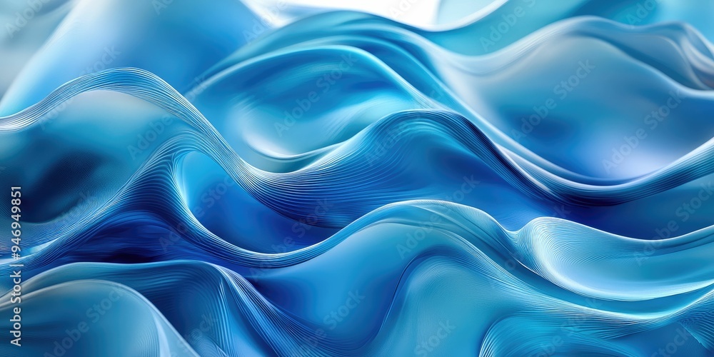 Obraz premium Abstract Blue Waves: A Digital Art Piece