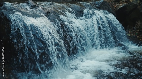 Close-Up of a Waterfall Cascading Over Rocks