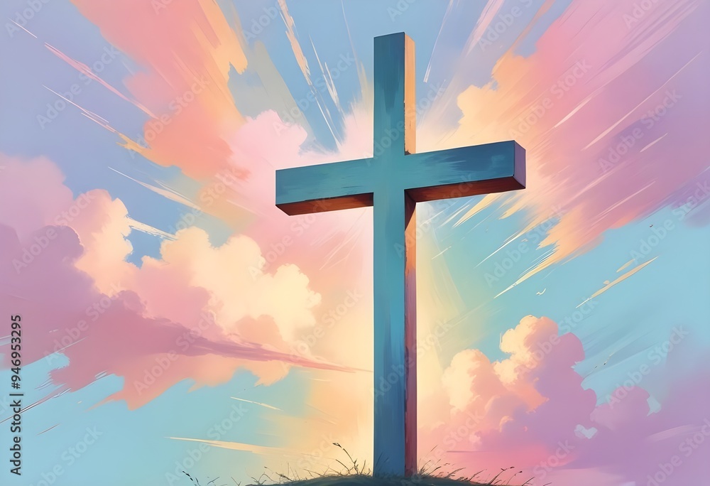 Colorful Cross Painting Abstract Christ Religious Background Graphic Design Colorful Cross Painting Abstract Christ Religious Background Graphic Design