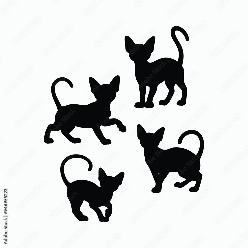 Sphynx Cat Silhouette Vector Set Animals Illustration Template Sphynx Cat Silhouette Vector Set Animals Illustration Template