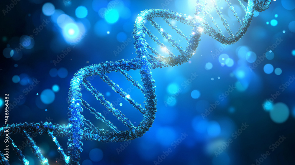 DNA structure, abstract background. Blue DNA double helix DNA structure, abstract background. Blue DNA double helix