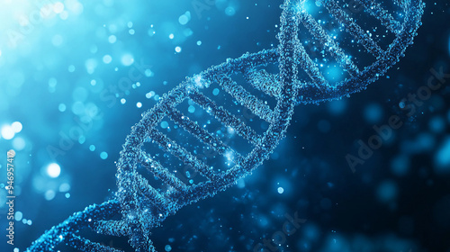 DNA structure, abstract background. Blue DNA double helix