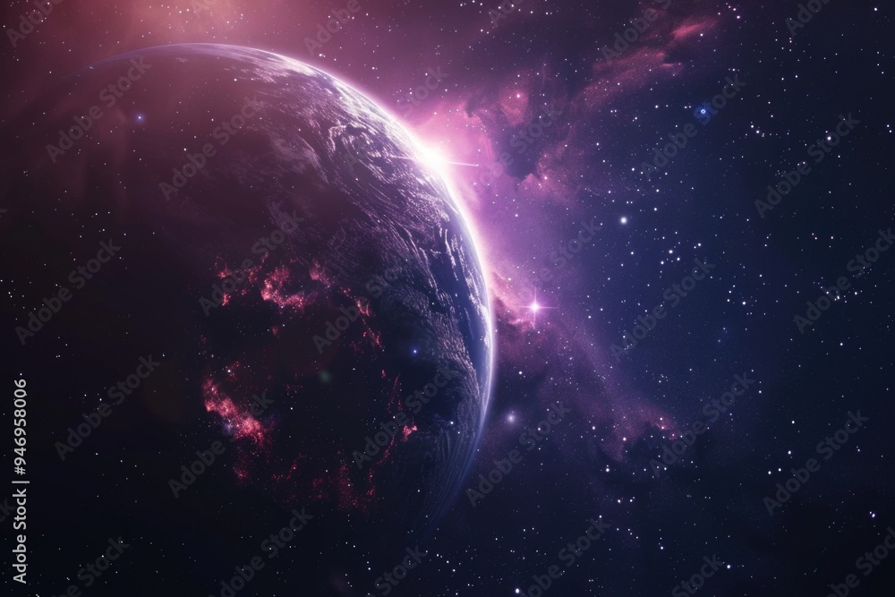 Image of the Earth seen from space with stars shining bright in the background Image of the Earth seen from space with stars shining bright in the background