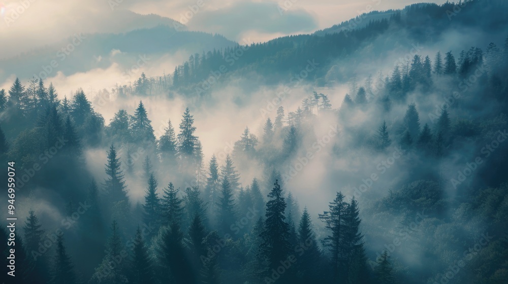 A dense forest with many tall trees, perfect for outdoor scenes or nature photography A dense forest with many tall trees, perfect for outdoor scenes or nature photography