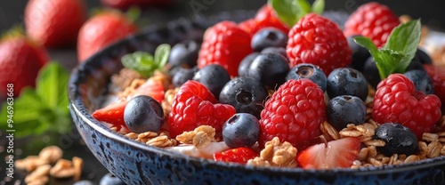 Close-up of nutritious breakfast ingredients photo