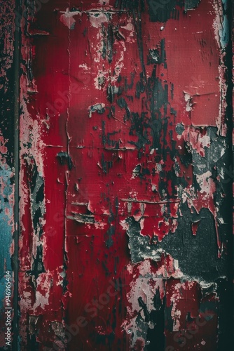 Wallpaper Mural A close-up of a red and black wall with peeling paint, suitable for use in interior design or architecture concepts Torontodigital.ca