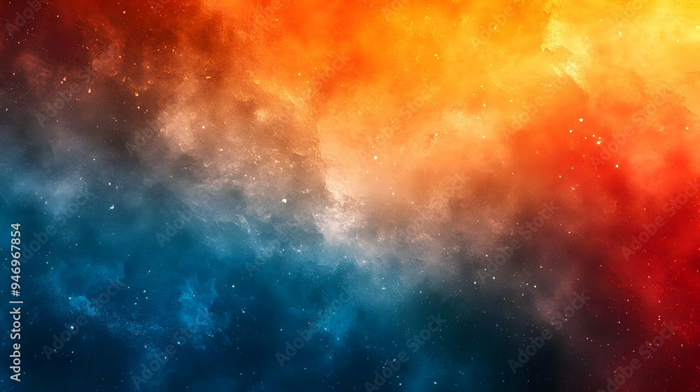 Fototapeta premium Abstract Cosmic Background with Blue and Orange Nebulae